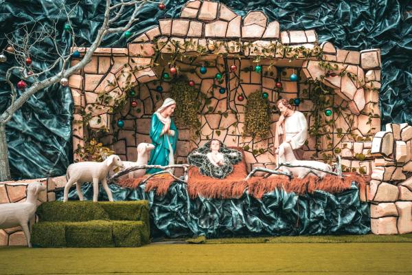 traditional nativity scene with holy family